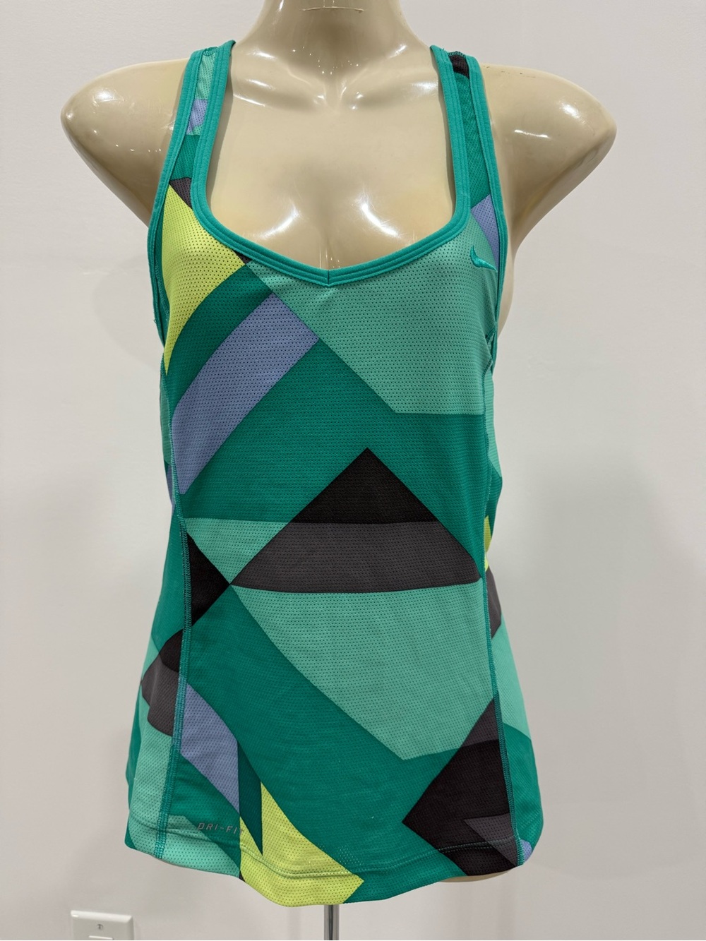 Nike Teal Multicolor Geometric Racerback Tank